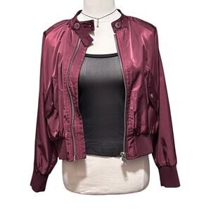 Free People Lightweight Maroon/Burgundy/Red Bomber Jacket Size Extra Small